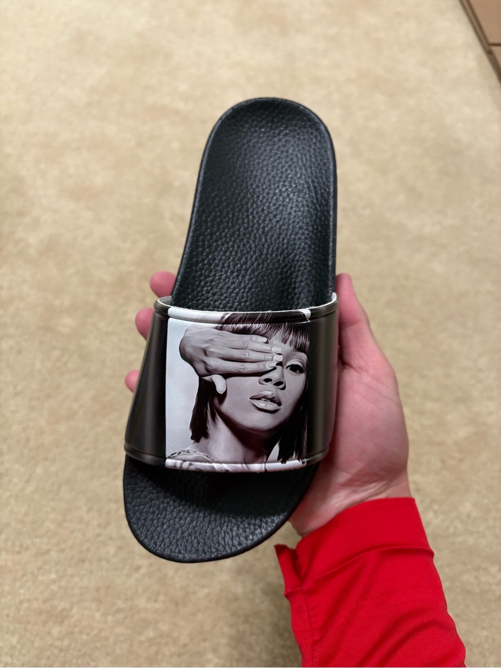 Size 9 Women’s - Cross Colours Left Eye Legacy Black Slides TLC Lisa Lopes